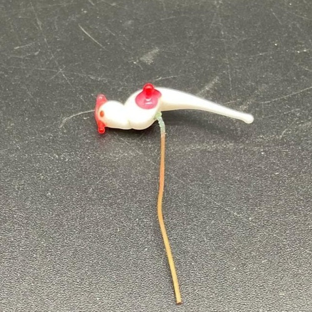Vintage Japanese‎ Blown Glass Bird Pick for Terrarium Diorama Miniature Display